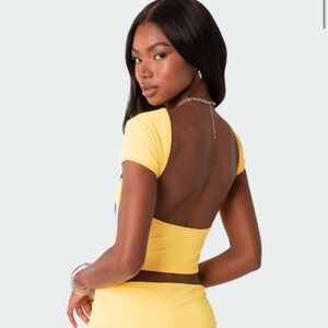 Edikted Yellow Open-Back Crop Top